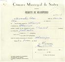 Registo de velocípede de marca Nacional, com o nº 8614, em nome de Diamantino Filipe, morador em Albarraque.