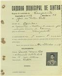 Registo de matricula de velocipedista em nome de João dos Santos Pinto, morador em Odrinhas, com o nº de inscrição 1571.