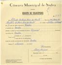 Registo de velocípede de marca Especial, com o nº 7563, em nome de Alfredo António Rosa dos Santos, morador em Queluz.