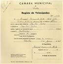 Registo de velocípede com o nº 1358, em nome de Manuel Raimundo Melo, morador em Idanha.