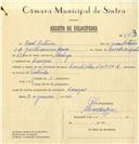 Registo de velocípede de marca Vilar-Cuciolo, com o nº 6753, em nome de Raul António, morador em Carenque.