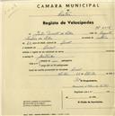 Registo de velocípede com o nº 2216, em nome de Júlio Duarte da Silva, morador em Lourel.