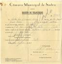 Registo de velocípede de marca Vitória, com o nº 7360, em nome de Vítor José d'Azevedo Névoa, morador em Sintra.