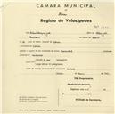Registo de velocípede de marca R. P., com o nº 2388, em nome de Eduardo Marques João, morador em Tapada.
