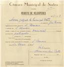 Registo de velocípede de marca Nacional, com o nº 7928, em nome de Ferrer Delgado da Conceição Inácio, morador em S. Marcos.