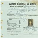 Registo de matricula de velocipedista em nome de Belarmino Duarte Vida Larga, morador na Ribeira da Cabrela, com o nº de inscrição 837.