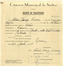Registo de velocípede de marca Gorieke com motor, com o nº 7153, em nome de António Dinis Correia, morador em Eugaria.
