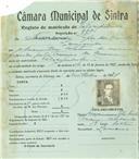 Registo de matricula de velocipedista em nome de Francisco Lopes dos Santos, morador em Lameiras, com o nº de inscrição 888.