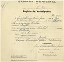 Registo de velocípede de marca Mistral, com o nº 1098, em nome de José d'Almeida Freire Júnior, morador em Assafora.