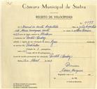 Registo de velocípede de marca Azur, com o nº 9977, em nome de Manuel da Horta Capitulo, morador em Pendão.