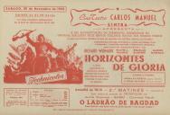 Programa do filme "Horizontes de Glória" com a participação de Richard Widmark, Walter J. Palance, Reginald Gardiner e Marion Marshall.