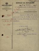 Ofício do Major da 3ª Repartição da Direção da Arma de Artilharia, António Augusto Teixeira Batista, ao Administrador do Concelho de Sintra, remetendo a 2ª via do certificado-ficha, respeitante a Manuel Teixeira.