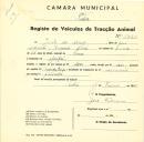 Registo de um veiculo de duas rodas tirado por dois animais de espécie muar e cavalar destinado a transporte de mercadorias em nome de João da Cruz, morador no Mucifal.