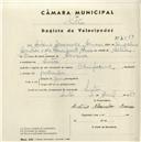 Registo de velocípede de marca Olympique, com o nº 4568, em nome de António Alexandre Ariosa, morador em Sintra.