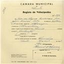 Registo de velocípede de marca Sprinter, com o nº 2886, em nome de João dos Prazeres Dionísio, morador em Abrunheira.