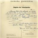 Registo de velocípede de marca Champion, com o nº 253, em nome de Fernanda Costa Silva Almeida, moradora na Rua António Nunes Sequeira, Agualva.