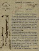 Ofício do Tenente Coronel do Grupo de Artilharia Pesada nº 2, Carlos David Calder, ao Administrador do Concelho de Sintra, para que o 1º cabo deste grupo, António Bernardino Azevedo, morador na quinta da Abelheira, que se encontra de gozo de licença da Junta, lhe seja enviada uma caderneta privativa da assistência aos tuberculosos.