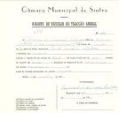 Registo de um veiculo de duas rodas tirado por um animal de espécie muar destinado a transporte de mercadorias em nome de Francisco da Conceição Rodrigues, morador no Cacém.