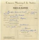 Registo de velocípede de marca Império, com o nº 8196, em nome de Franclim Miranda Duarte, morador em Montelavar.