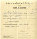 Registo de velocípede de marca Olga, com o nº 7523, em nome de António Mortageira, morador em Mem Martins.