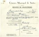 Registo de velocípede de marca Sachs, com o nº 9371, em nome de Francisco Duarte Prego, morador em Alcolombal.