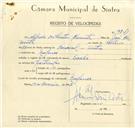 Registo de velocípede de marca Sachs, com o nº 9741, em nome de Alfredo dos Santos Clemente, morador em Nafarros.