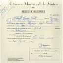 Registo de velocípede de marca Raio, com o nº 5391, em nome de Alberto Isaías, morador em Vale Flores.