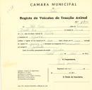 Registo de um veiculo de duas rodas tirado por um animal de espécie asinina destinado a transporte de mercadorias em nome de João Peres, morador em Agualva.