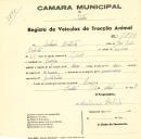 Registo de um veiculo de duas rodas tirado por dois animais de espécie asinina destinado a transporte de mercadorias em nome de António Batista, morador no Longo.