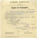 Registo de velocípede com o nº 1925, em nome de Maria Irene da Silva Araújo, moradora em Galamares.