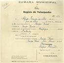 Registo de velocípede de marca Olympique, com o nº 695, em nome de Alfredo Tomás da Silva, morador em Campo Raso.