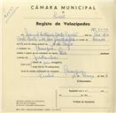 Registo de velocípede com o nº 3534, em nome de Manuel António Costa Couto, morador em Carenque.