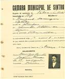 Registo de matricula de velocipedista em nome de Miguel Domingos Isidoro, morador em Odrinhas, com o nº de inscrição 1907.