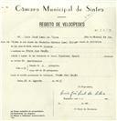 Registo de velocípede de marca Imperial Sport, com o nº 8220, em nome de Luís José Leal da Silva, morador em Praia das Maçãs.