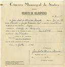Registo de velocípede de marca Mobiletta, com o nº 8055, em nome de João Leal de Oliveira Escala, morador em Granja do Marquês.