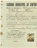 Registo de matricula de velocipedista em nome de José Manuel Gonçalves, morador no Linhó, com o nº de inscrição 967.