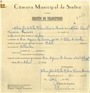 Registo de velocípede de marca Ardito, com o nº 7047, em nome de António João de Freitas Ribeiro Ferreira Ramos, morador em Rua Higino de Sousa nº 66, S. Pedro de Sintra.