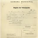 Registo de velocípede de marca Raleigh, com o nº 798, em nome de Francisco Alves Rosa, morador em Sabugo.