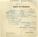 Registo de velocípede de marca LRS, com o nº 208, em nome de Manuel Francisco da Cruz, morador na Rua João de Deus nº 41, Sintra.