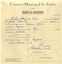 Registo de velocípede de marca Raio, com o nº 7626, em nome de Justino Henrique Aves, morador em Eugaria.