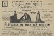 Programa do filme "História de Uma Má Mulher", com a realização de Luiz Saslavski, com a participação de Dolores Del Rio, Maria Duval, Francisco de Paula e Alberto Closas.