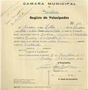 Registo de velocípede de marca Ferman, com o nº 136, em nome de Inácio Van Zeller, morador na Rua da República nº 61, Queluz.