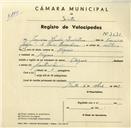 Registo de velocípede de marca Origan, com o nº 3630, em nome de Joaquim Simões Quintino, morador em Negrais.