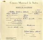 Registo de velocípede de marca LRS, com o nº 9911, em nome de Belchior Feiteira Alberto, morador em Paiões.