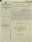 Ofício dirigido ao Administrador do Concelho de Sintra, proveniente do Chefe da 3ª Repartição da Secção de Cadastro e Armamento, Major Manuel A. Marques, referente à posse de duas espingardas de Fernando da Fonseca, depositadas na firma Miguel Coelho Sequeira.