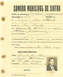 Registo de matricula de cocheiro profissional em nome de Joaquim José Alemão, morador em Mem Martins, com o nº de inscrição 744.