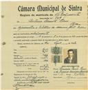 Registo de matricula de velocipedista em nome de António Vicente Pires, morador na Toja, com o nº de inscrição 709.