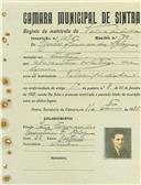 Registo de matricula de velocipedista em nome de Carlos Fernandes Iglezias, morador em Sintra, com o nº de inscrição 1096.