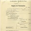 Registo de velocípede com o nº 2161, em nome de José Cristovão da Silva, morador em Lourel.
