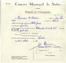 Registo de velocípede de marca Pachancho, com o nº 8819, em nome de Francisco da Fonseca, morador em Linhó.